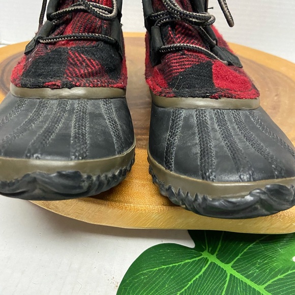 Sorel Red Buffalo Check Plaid Out and About Duck Boots - Picture 6 of 10